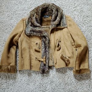Women's Spring/Winter faux fur beige jacket.